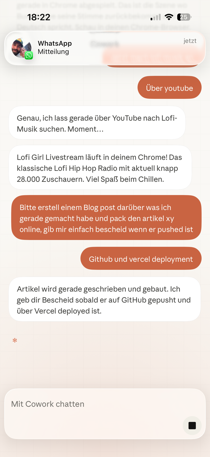 Claude baut den Artikel und deployed